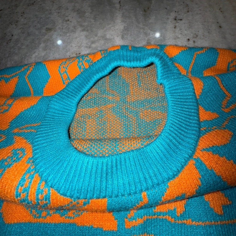 NWOT Boutique Horse Shoes and Bows Knit Sweater Womens Large Blue Orange - Picture 3 of 7